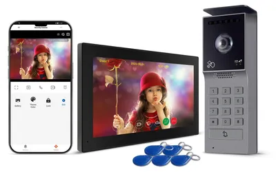 Immagine prodotto di Videocitofono cablato a 2 fili - Schermo touchscreen da 7 pollici - Telecamera HD 1080p - Connessione Wi-Fi - Audio bidirezionale