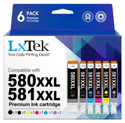 Produktbild von LxTek 580 581 Multipack Kompatibel für Canon 580 581XXL für Canon TR8550 Druckerpatronen Pixma TS6150 TS6350 TR7550 TS705 TS705a TS8150 TR8500 TS9550 (6er-Pack)