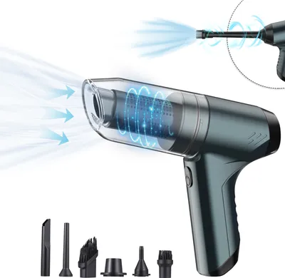 Produktbild von Handstaubsauger, kabellos, 19.000 Pa, starke Saugleistung, 3-in-1-Staubsauger, Luftgeblaese und Handpumpen-Staubsauger, 120 W, leistungsstarker tragbarer Nass- und Trockenreiniger, wiederaufladbarer Handstaubsauger fuer Zuhause, Buero, Auto