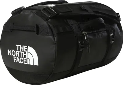 A black duffel bag with the North Face logo.