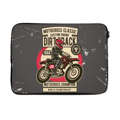 Produktbild von MuchoWow® Laptop Hülle 13 Zoll Motorrad - Helm - Retro - Zeichnung Laptoptasche - Laptophülle - Sleeve - Rundumschutz