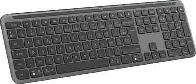 Produktbild von Logitech Signature Slim K950, Volle Größe (100%), Kabellos, RF Wireless + Bluetooth, Scherenschalter, AZERTY, Graphit