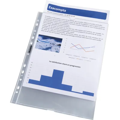 Image de Exacompta 20x Bloc 50 pochettes perforées PP lisse Quick Doc A4 Cristal 31048E