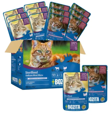 Produktbild von Bozita Sterilised Nassfutter Häppchen in Gelee mit Fleisch - 12x85g Portionsbeut