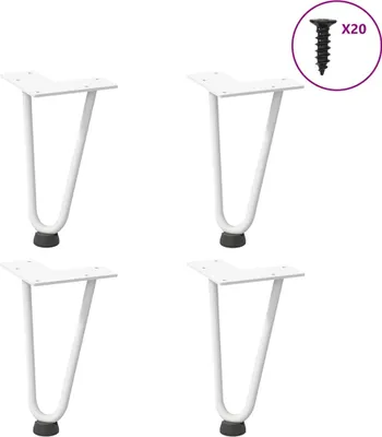 Produktbild von Haarnadelbeine für Couchtisch 4 Stk. Weiß 20 cm Massivstahl