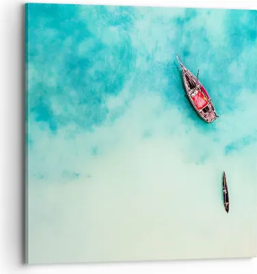 Produktbild von Bild auf Leinwand - Leinwandbild - Insel Boot Schiff Ozean - 70x70cm - Wand Bild - Wanddeko - Leinwanddruck - Bilder - Kunstdruck - Wanddekoration - Leinwand bilder - Wandkunst - AC70x70-2923