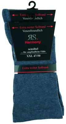 Produktbild von RS Harmony extra weite Socken ohne Gummi Jeans 2 Paar Gr. 50/52
