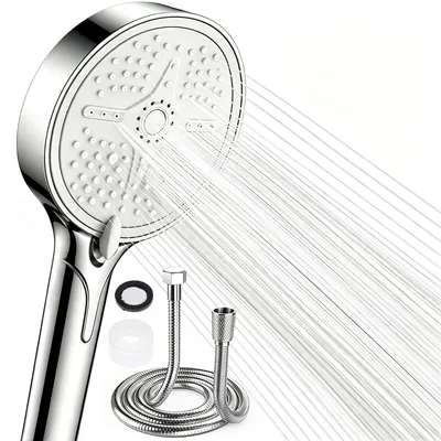 Productafbeelding van Waterbesparende douchekop met slang, 5 straalstanden, handdouche met antikalfunctie, ideaal voor de badkamer