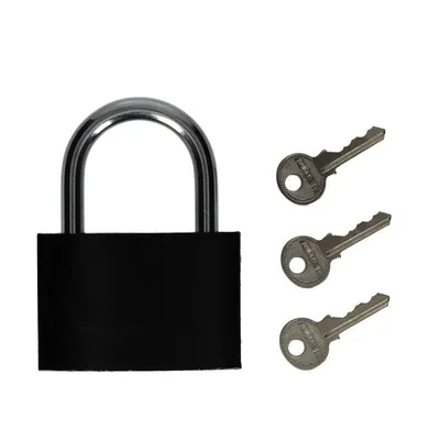 Produktbild von Vorhängeschloss Gusseisen, schwarz 75 mm, Gehärteter Stahlbügel, 9 mm
