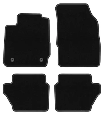 Produktbild von Velours-Fußmatten für Ford Fiesta MK7 2011-2017 (Schrägheck) – 4-tlg, Schwarz, passgenau – Wielganizator BASIC