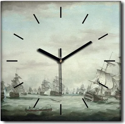 Produktbild von Coloray Uhr auf Leinwand 30x30 cm Wand Uhr Dekoration Wohnzimmer Segeltuch schwarze Hände -Kunstseeschiffe