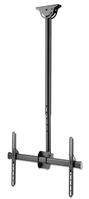 Produktbild von MANHATTAN Höhenverstellbare TV-Deckenhalterung, neig- und schwenkbar Für Bildschirme von 94,00cm (37") bis 177,80cm (70") und bis zu 50 kg, für Decken und Dachschrägen, 360° schwenkbar, 0° bis 25° neigbar, 1060 bis 1560 mm höhenverstellbare Teleskopstange, +/- 3° horizontal justierbar, schwarz (462204)