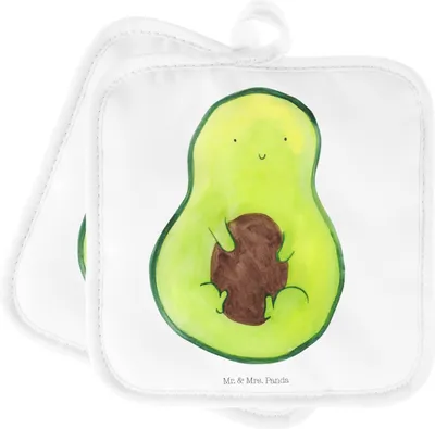 Produktbild von Mr. & Mrs. Panda Topfuntersetzer Avocado Kern - Weiß - Geschenk, Ofenlappen, Spruch Leben, Topflappen Set, topfhalter, Pflanze, Avocadokern, Kochlappen