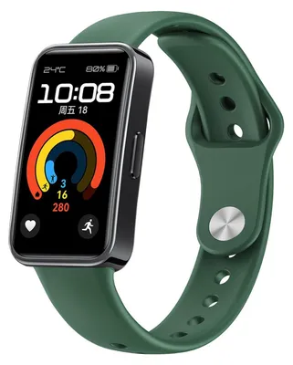 Produktbild von Für Huawei Watch Band 10 / 10 NFC Silikon Armband umgekehrte Schnalle D- Grün