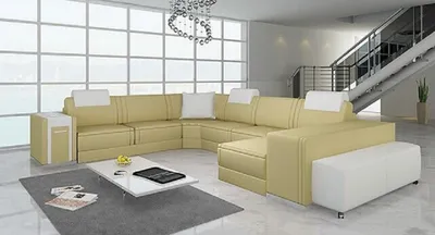 Produktbild von Ecksofa U Form + Hocker Polster Couch Ledersofa