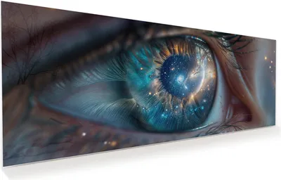 Produktbild von Glasbild 150x60cm in XXL für Wohnzimmer, Schlafzimmer Motiv Galaxie im Auge
