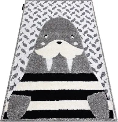 Produktbild von Moderner Kinderteppich JOY Walrus, Walross für Kinder - strukturelle, zwei Ebenen aus Vlies grau / creme Grau 120x170 cm
