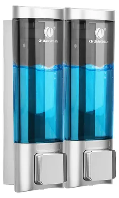 Image de Distributeur de savon mural sans perçage pour gel douche, shampoing, désinfectant, liquide vaisselle (2 x 200 ml)