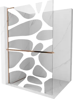 Image de Mexen Kioto+ L paroi de douche avec étagère Walk-in 70 x 200 cm, motif blanc, or rose - 800-070-123-60-97