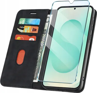 Zdjęcie produktu dla ETUI Z KLAPKĄ do Samsung S25 Zamykane Magnetyczne Skórzane + Szkło
