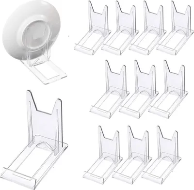 Produktbild von 12 Stück Acryl Ständer Kunststoff Tellerständer,Tellerständer Kunststoff Aufsteller Ständer Verstellbar Dekotellerhalter Tellerständer Deko Aufsteller