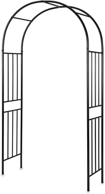 Image de Arche de jardin en métal - Treillis pour plantes de 260 x 150 cm - Acier galvanisé - Résistant à la rouille - Support robuste pour plantes grimpantes, idéal pour le jardin et les mariages - Noir