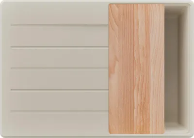 Produktbild von PRIMAGRAN Spülbecken Beige 70x50cm, Granitspüle 1 Becken + Ablauf-Set + Schneidebrett, Küchenspüle ab 40er Unterschrank - Kopenhagen
