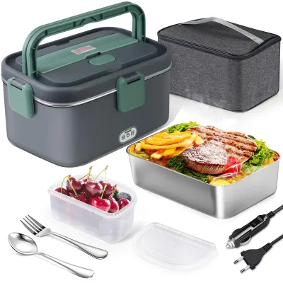 Elektrische Lunchbox 1,8 l, 80 W, 12/24/220 V, beheizt, mit Tasche