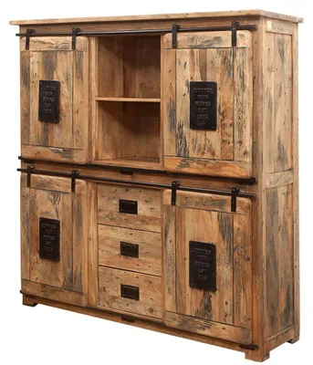 Immagine prodotto di MASSIVMOEBEL24 | RAILWAY #125 Credenza in legno di mango - laccato / natur 150x45x160