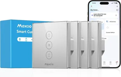 Image de Texte : Interrupteur de store WiFi Maxcio Alexa Google Home tactile intelligent 4-pack