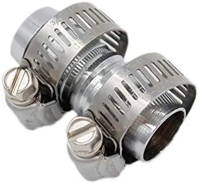 Produktbild von Schlauchverbinder Messing/Chrom, 3/4 Zoll, mit Schlauchschellen, für Gartenschläuche
