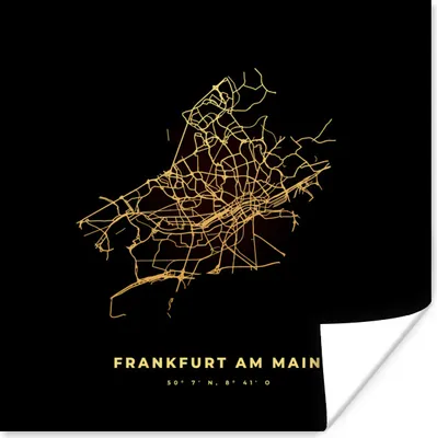 Produktbild von MuchoWow® Poster Frankfurt - Deutschland - Karte - Stadtplan - Wegbeschreibung 50x50 cm - Wohnzimmerdekoration