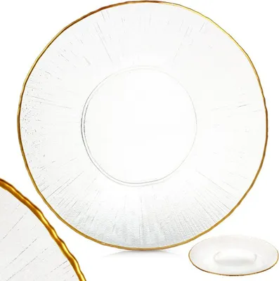 Immagine prodotto di Piatto di vetro dorato grande Patera Vassoio per torte Snack Antipasti 30 cm