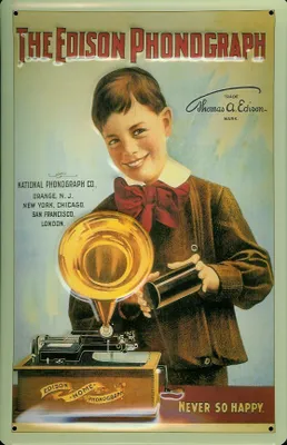 Produktbild von Blechschild Nostalgieschild The Edison Phonograph (1)