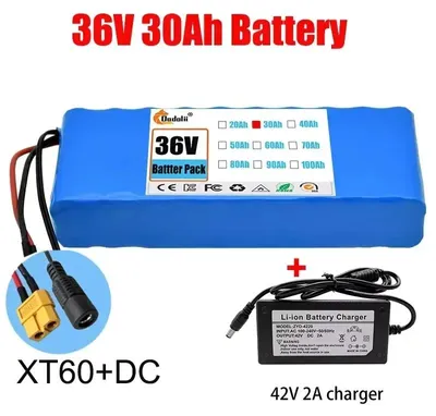 Produktbild von 36V 30Ah 18650 Lithium-Ionen-Akku - 10S2P Akku Pack - 1000W Hochleistung - für E-Scooter/E-Motorrad - XT60-DC Stecker - 186×66×38 mm
