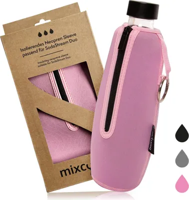 Produktbild von mixcover isolierter Flaschenschutz Sleeve kompatibel mit SodaStream Duo Glasflaschen Schutzhülle für Flaschen, Schutz vor Bruch und Kratzern, Farbe Pink