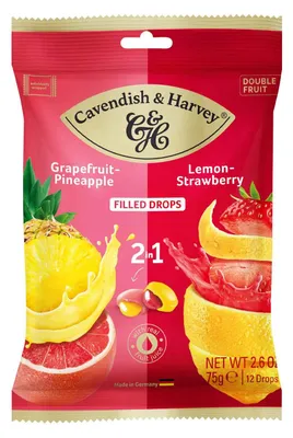 Produktbild von Cavendish & Harvey Grapefruit-Pineapple & Lemon-Strawberry Filled Drops 75g