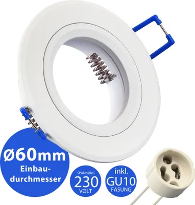 Produktbild von 10x MAXKOMFORT Einbaustrahler IP20 mit GU10 Fassung Rund weiß Einbauspot Einbauleuchte Rahmen Rostfrei Deckenspot Strahler Spot 5105-WH