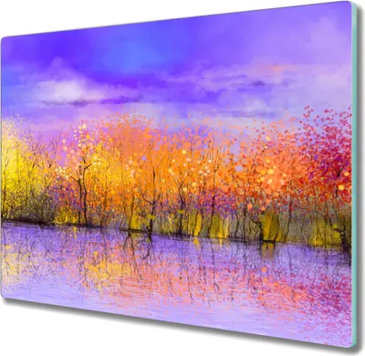 Produktbild von Coloray Hackbrett Küchenbrett Kochplattenabdeckung Schneidebrett Herdabdeckplatte 60x52 cm - Bäume Himmel