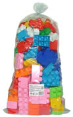 Produktbild von POLESIE Jumbo Riese Grundbausteine, 162 Teile, aus hochwertigem Kunststoff, verschiedenen Farben, im Vorratsbeutel. Für Kleinkinder, drinnen & draußen geeignet. Maße: Baustein 2er ca. 5,9x3x2,25 cm, 4er ca. 5,9x5,9x2,25 cm, 6er ca. 8,9x5,9x2,25 cm; Beutel ca. 31,5x24x64 cm.