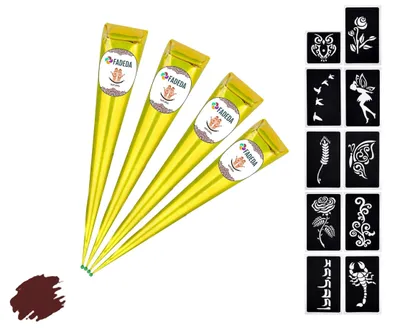 Produktbild von 14x FADEDA 100% Natural Henna Paste von FADEDA 100g CONES Naturbraun + 10x Sticker