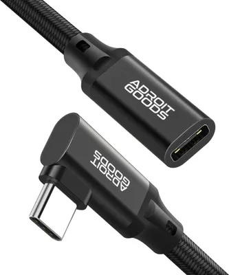 Produktbild von AdroitGoods Usb-C Verlängerungskabel abgewinkelt - 10Gbps - 4K@60Hz - Buchse zu Stecker Kabel - 200cm - Verlängerung - Schwarz