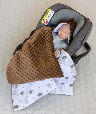 Produktbild von 90 x 90 cm Einschlagdecke für Kinder Autositz und Babyschale Babytrage Kuscheldecke Kinderwagendecke Babydecke PREMIUM Geschenk - Wald IGEL/ MINKY