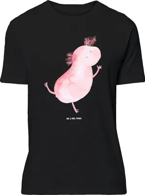 Produktbild von Mr. & Mrs. Panda Größe L T-Shirt Axolotl Tanzen - Schwarz - Geschenk, Schwanzlurch, mit Spruch, Sterne, Freudig, Hüpfen, Shirt, Tshirt, gut Gelaunt