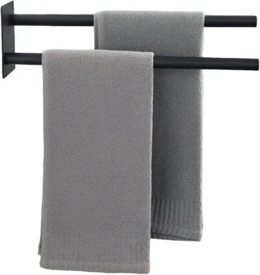Produktbild von Handtuchhalter, Doppel, aus Edelstahl 304, Handtuchstange zur Wandmontage, schwarzer Handtuchhalter, Badezimmer-Set, modernes Design für Badezimmer und Küche