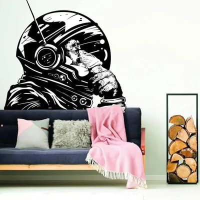 Produktbild von Decords Wandtattoo – Astronautenaffe im Weltraum, 485 x 500 cm, Links