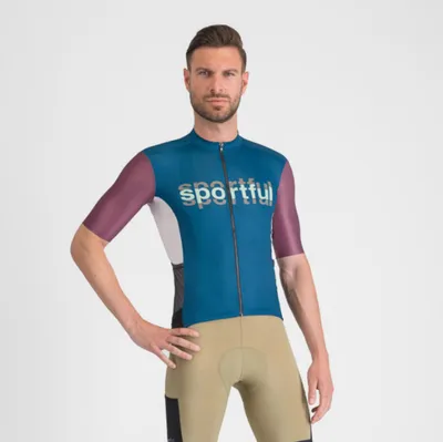 Obrázek produktu pro SPORTFUL Kurzarm Fahrradtrikot - SUPERGIARA LOGO - Blau/bordeaux L