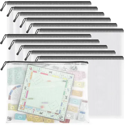 Immagine prodotto di Custodie per documenti formato A3 con cerniera, confezione da 12 pezzi, colore nero, materiale: PVC a rete