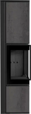 Produktbild von Kaminofen aus Stahl KRATKI TORA/L 8 kW Ø 150 Quarzsinter NATURALI PIETRA DI SAVOIA ANTRANCITE BOCCIARDATA schwarz Verkleidung mit Türfeder