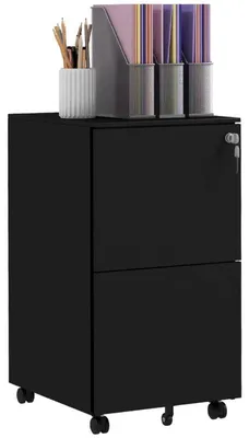 Immagine prodotto di Armadio portadocumenti su ruote con 2 cassetti | Colore: nero | Dimensioni: 43,5 x 37 x 67,5 cm